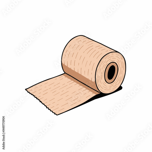 Illustration of beige-colored tissue paper roll