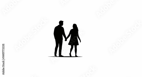 Silhouette of a Couple Holding Hands A Minimalist Artwork