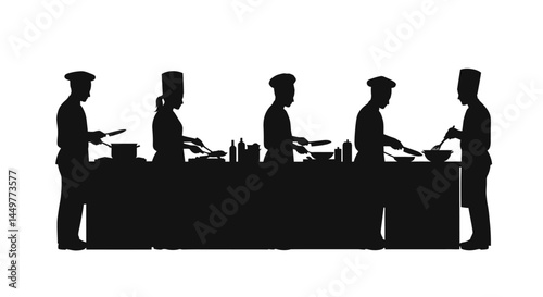 Silhouette of Chefs Cooking Culinary Teamwork Illustration