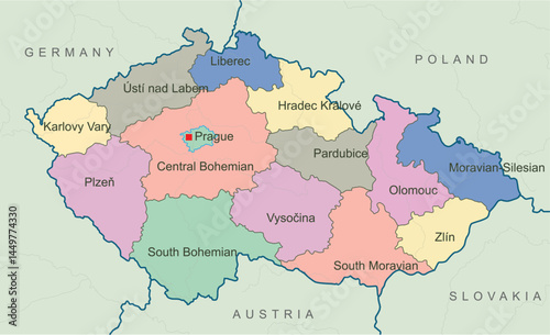 Czech Republic Flat Design Map