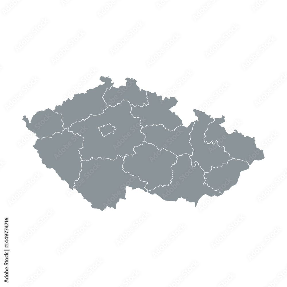 Obraz premium Grey Czech Republic Map Outline