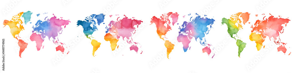 Obraz premium Vibrant world map with colorful continents and countries