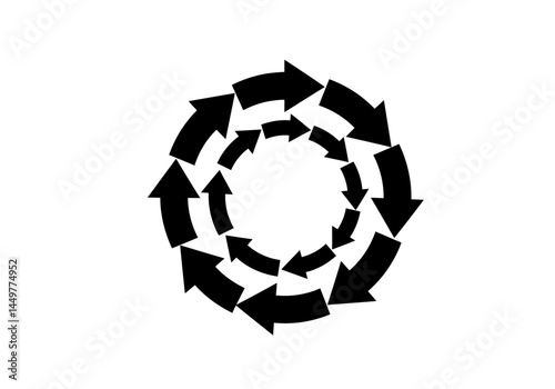 Circular Arrows Graphic Continuous Loop, Cycle, Rotation, Renewal, Process