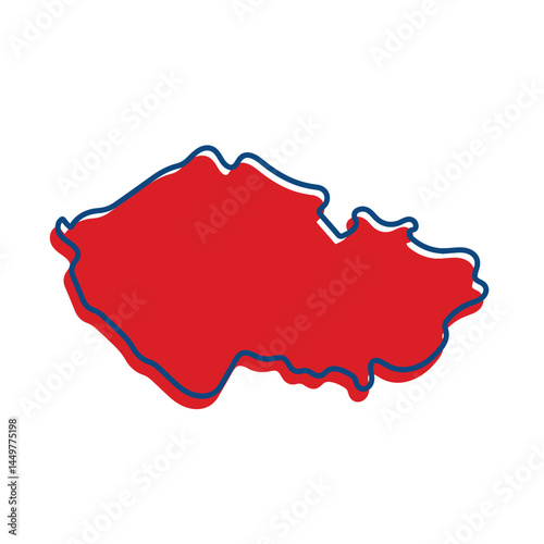 Modern Red Czech Republic Map