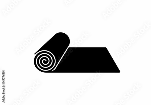 Rolled-Up Mat Icon Black and White Vector Illustration