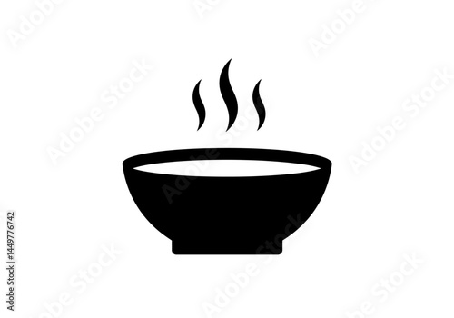Hot Bowl of Soup Simple Black and White Icon Illustration