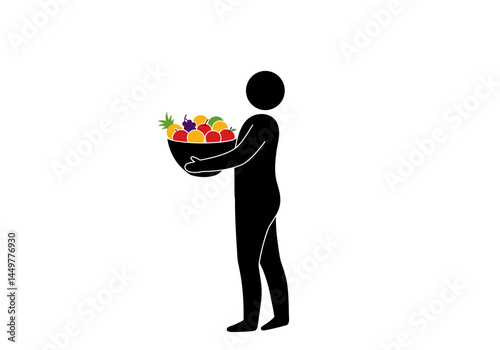 Person Holding a Bowl of Fresh Fruit A Simple Illustration