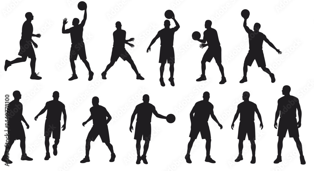 Basketball Player Silhouettes Action Poses Vector Illustration Basketball Player Silhouettes Action Poses Vector Illustration