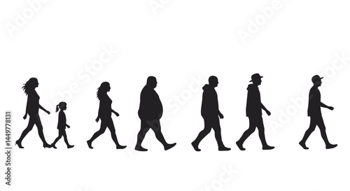 Silhouette of People Walking Diverse Group in Motion