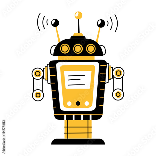A hand drawn illustration of an alien robot 