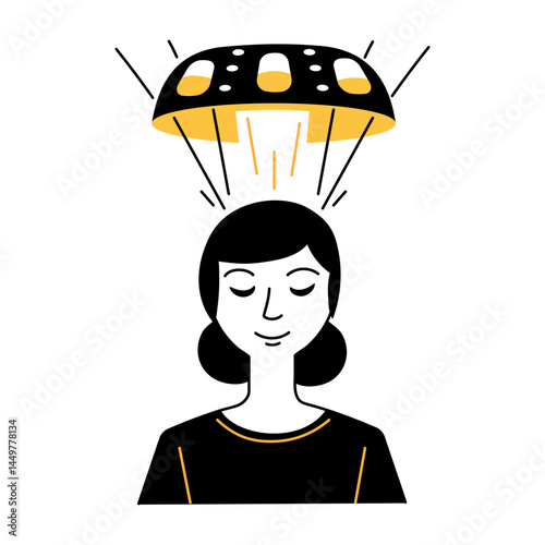 Mind reader device illustration in hand drawn style 