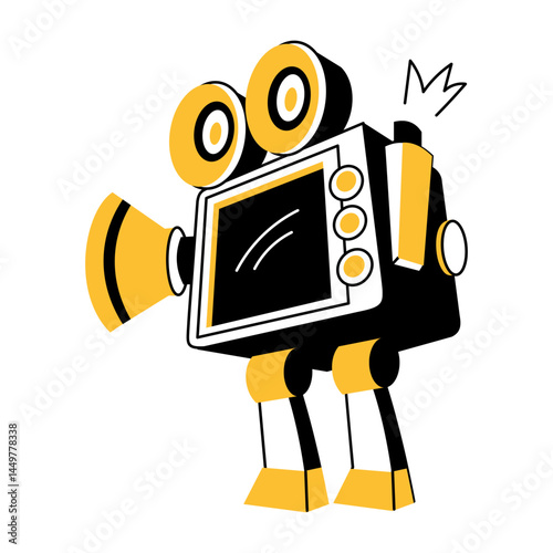 A hand drawn illustration of a robot camera 
