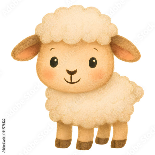 Cute cartoon sheep with fluffy wool and friendly expression, perfect for children illustrations