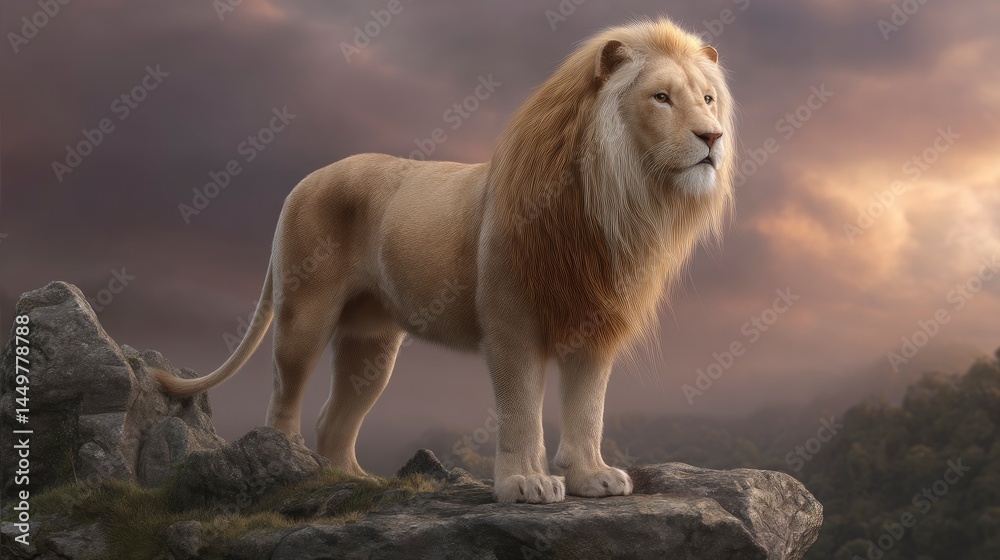 Obraz premium Lion on Rock Overlook