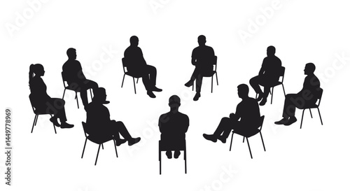Silhouette of Group Therapy Session Support, Healing, and Connection