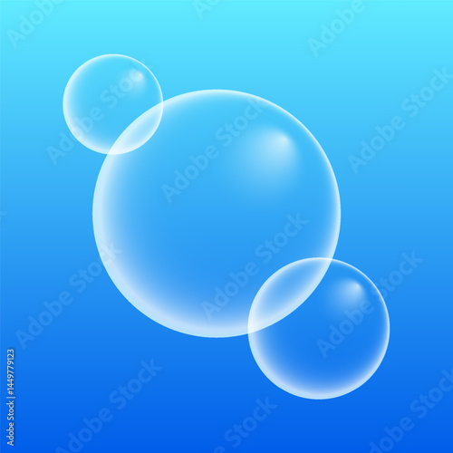 Set of colorful soap bubbles for design creation. Isolated, transparent, realistic soap bubbles on transparent background.