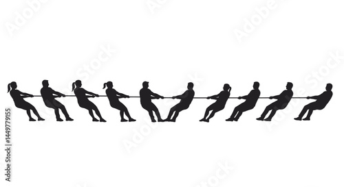 Tug-of-War Silhouette Teamwork, Competition, and Strength