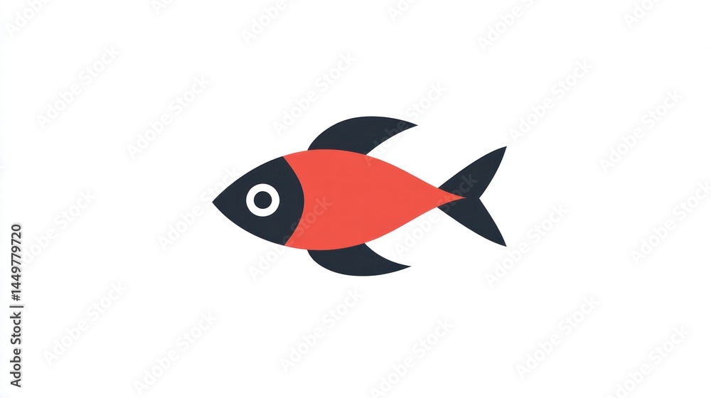 Simple red fish graphic for use in child's book Simple red fish graphic for use in child's book