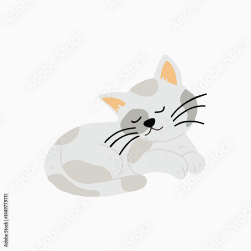 adorable kawaii kitten cat animal design element stock