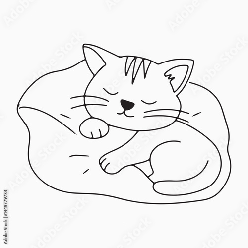 Black outline cat animal isolated on white background.kids education, coloring book