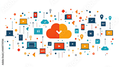 Cloud-based multimedia data sharing.  Various devices interconnected through a central cloud storage system.  Secure and efficient data transfer