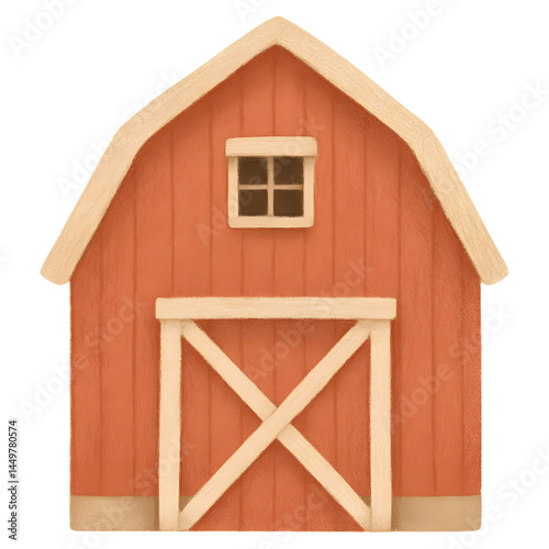 charming wooden barn with red exterior and white door, perfect for rustic decor
