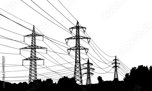 set of power pole silhouette vector illustration series 