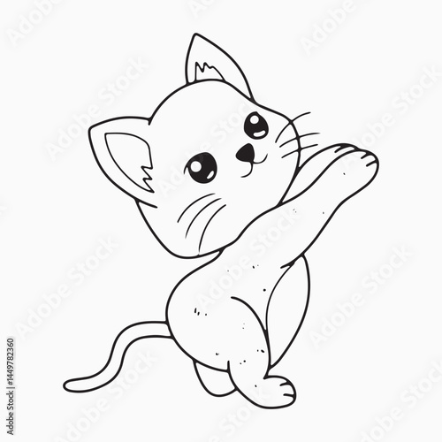 Black outline cat animal isolated on white background.kids education, coloring book