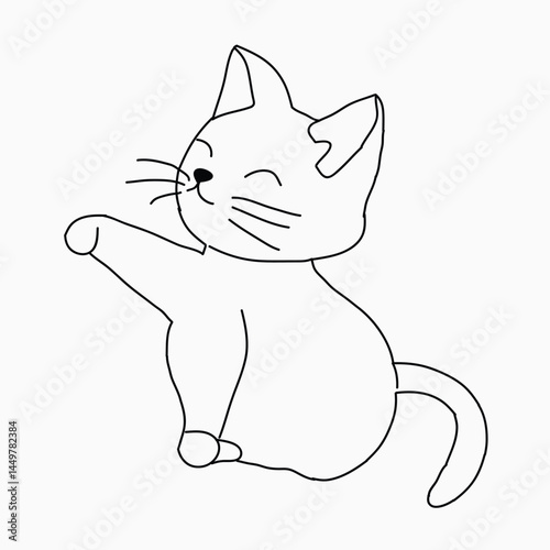 Black outline cat animal isolated on white background.kids education, coloring book