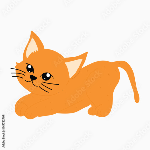 Kawaii cat orange. Cat animal element design collection