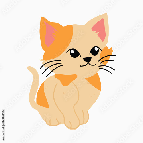 Kawaii cat orange. Cat animal element design collection