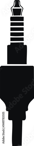 Audio Jack Silhouette Black Vector | Cable, Plug & Sound Port Icon Design