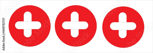 plus, minus icon line red, green vector design