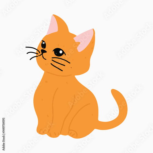 Kawaii cat orange. Cat animal element design collection