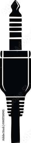 Audio Jack Silhouette Black Vector | Cable, Plug & Sound Port Icon Design