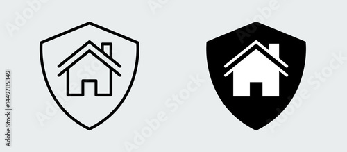 Home insurance icon. Home protection sign. House with secure shield