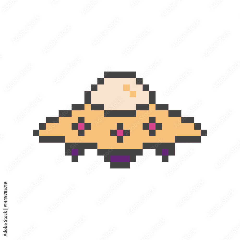 Obraz premium UFO spaceship space pixel art