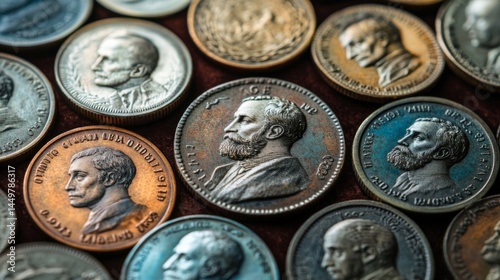 Antique Coins Featuring Various Historical Figures