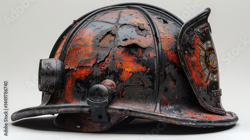 Resilience in Ashes: Charred Firefighter's Helmet