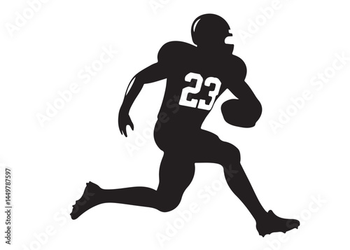 American football logo silhouette vector, American football logo icon silhouette, american football player silhouette, black silhouette of a american football silhouette vector on white background 