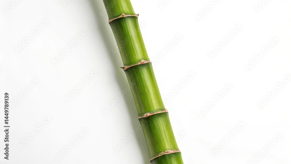 Obraz premium Single Bamboo Stem on White Background