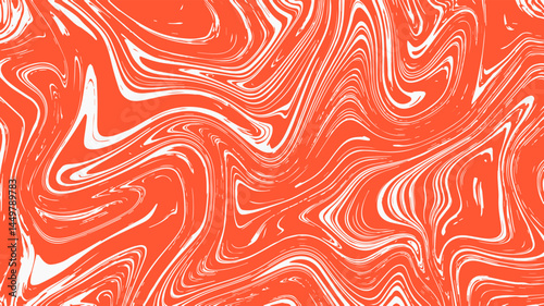 Retro Lava Marble Horizontal background. Tangled liquid texture with nostalgic burnt orange heat and creamy white color. 1920x1080 ratio. Vector