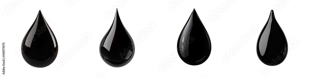 Black liquid drops on a white background Black liquid drops on a white background