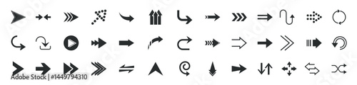 arrows direction guide cursor web navigation icons set silhouette style