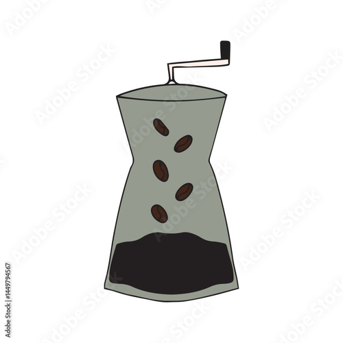 hand drawing coffee doodles element stock. Coffee stickers and barista characters.Coffee makers, kettles, brewing, arabica coffee, glass,espresso,cappuccino, beans.Graphic doodle minimalist retro icon