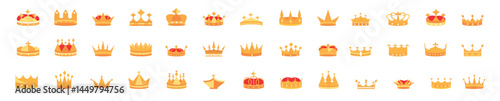 Luxury gold crowns icon set