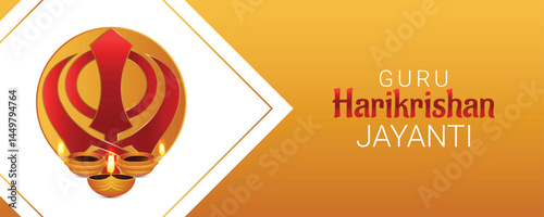 Guru harikrishan jayanti celebration vector illustration background