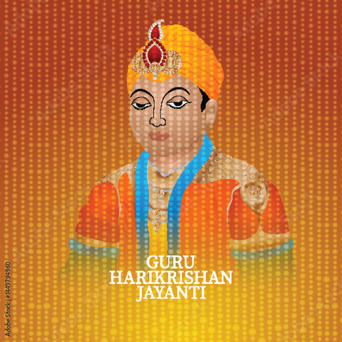 Guru harikrishan jayanti celebration vector illustration background
