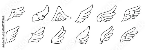 Sketch angel wings. Angel feather wing. Vector illustration
