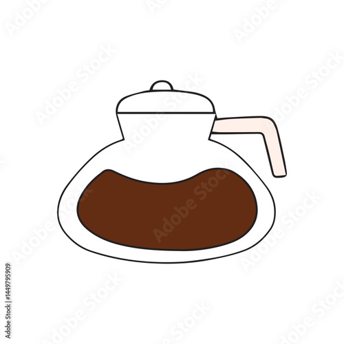 hand drawing coffee doodles element stock. Coffee stickers and barista characters.Coffee makers, kettles, brewing, arabica coffee, glass,espresso,cappuccino, beans.Graphic doodle minimalist retro icon